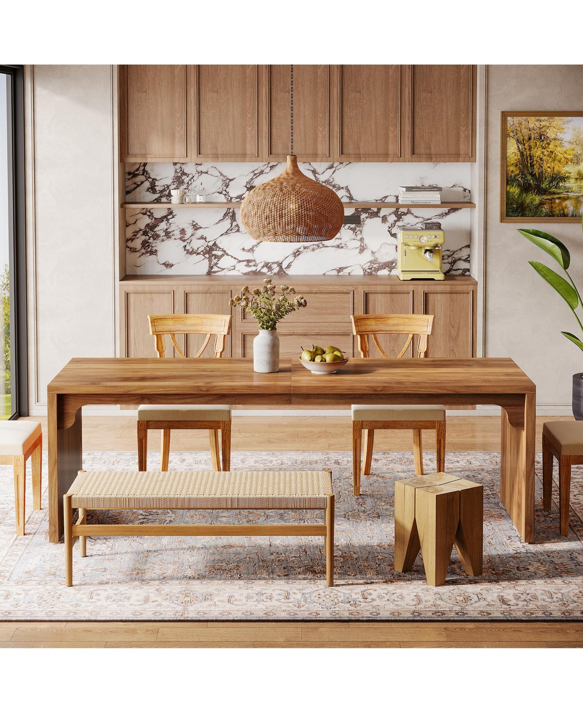 Tribesigns 78-Inch Dining Table for 6-8, Modern Rectangular Room Table, Large Long Kitchen with Sturdy Base, Wood Dinner