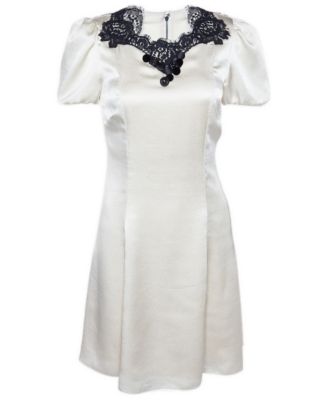 Women's Textured Satin Contrast Detail Min Dress