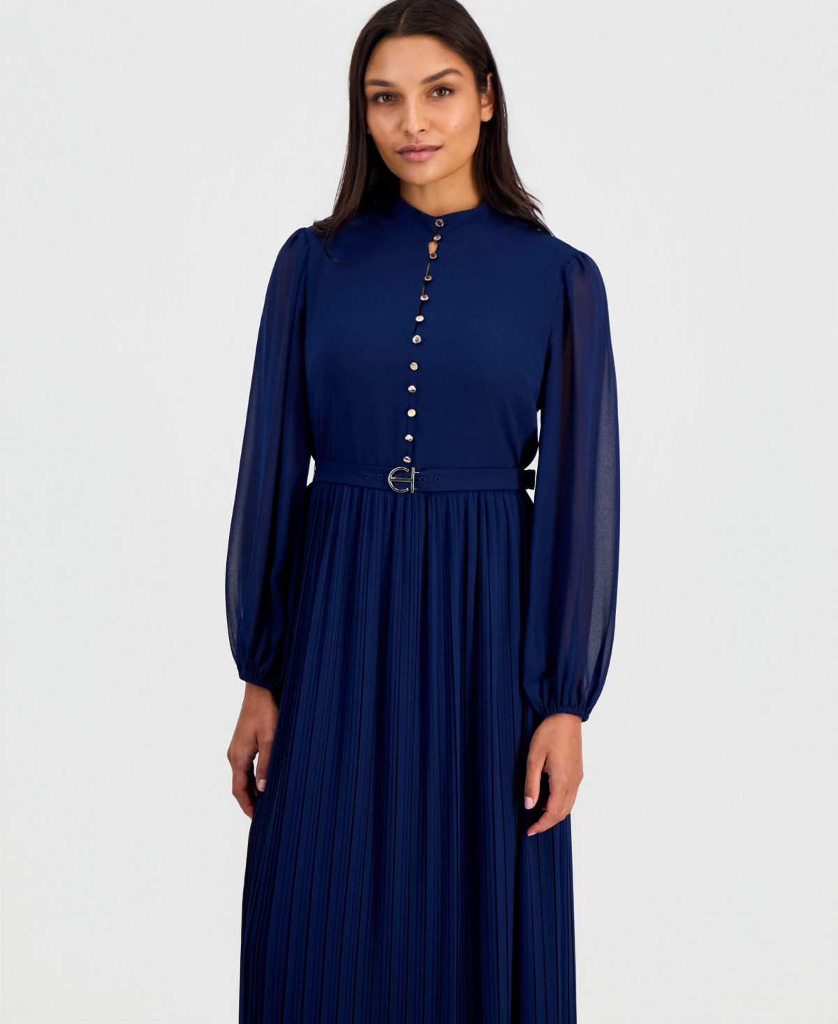 Elie Tahari Women's Adira A-Line Mock Neck Long Sleeve Dress