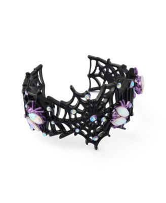 Faux-Stone Halloween Spiderweb Cuff Bracelet
