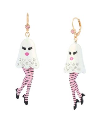 Faux-Stone Halloween Girly Ghost Drop Earrings