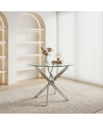35.5" Glass Leg Round Dining Table