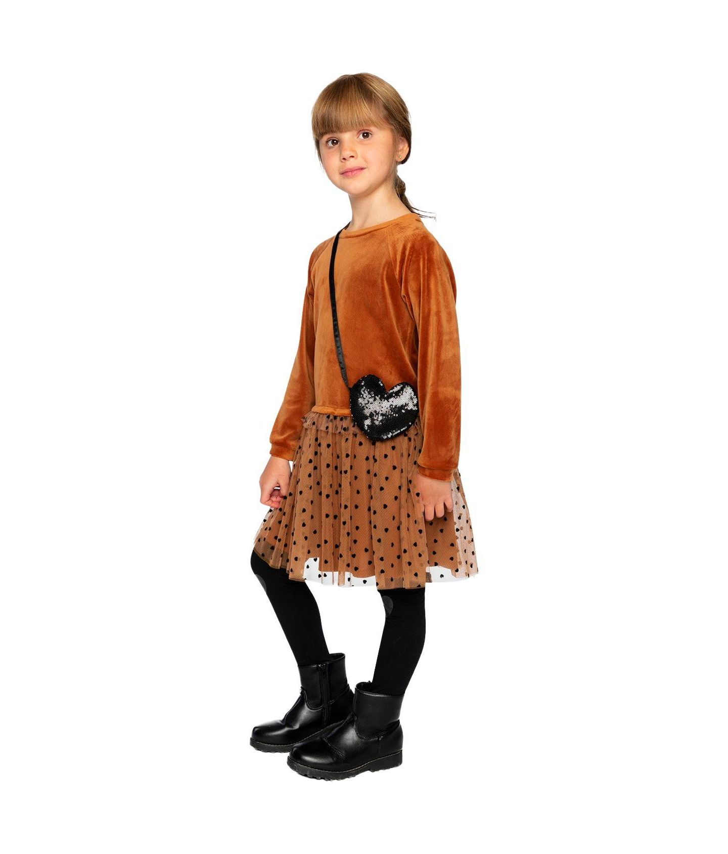 Платье Deux par Deux Bi-Material Dress для девочек, цвет: Коричневый — фото 4