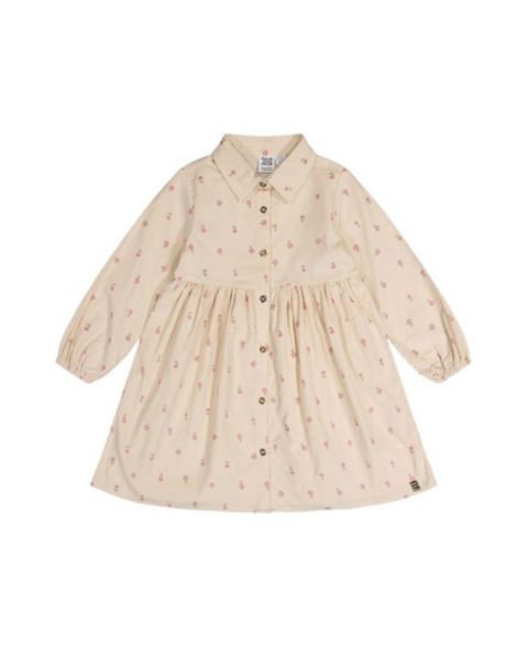 Платье Deux par Deux Corduroy Shirt Dress для девочек, цвет: Бежевый с принтом
