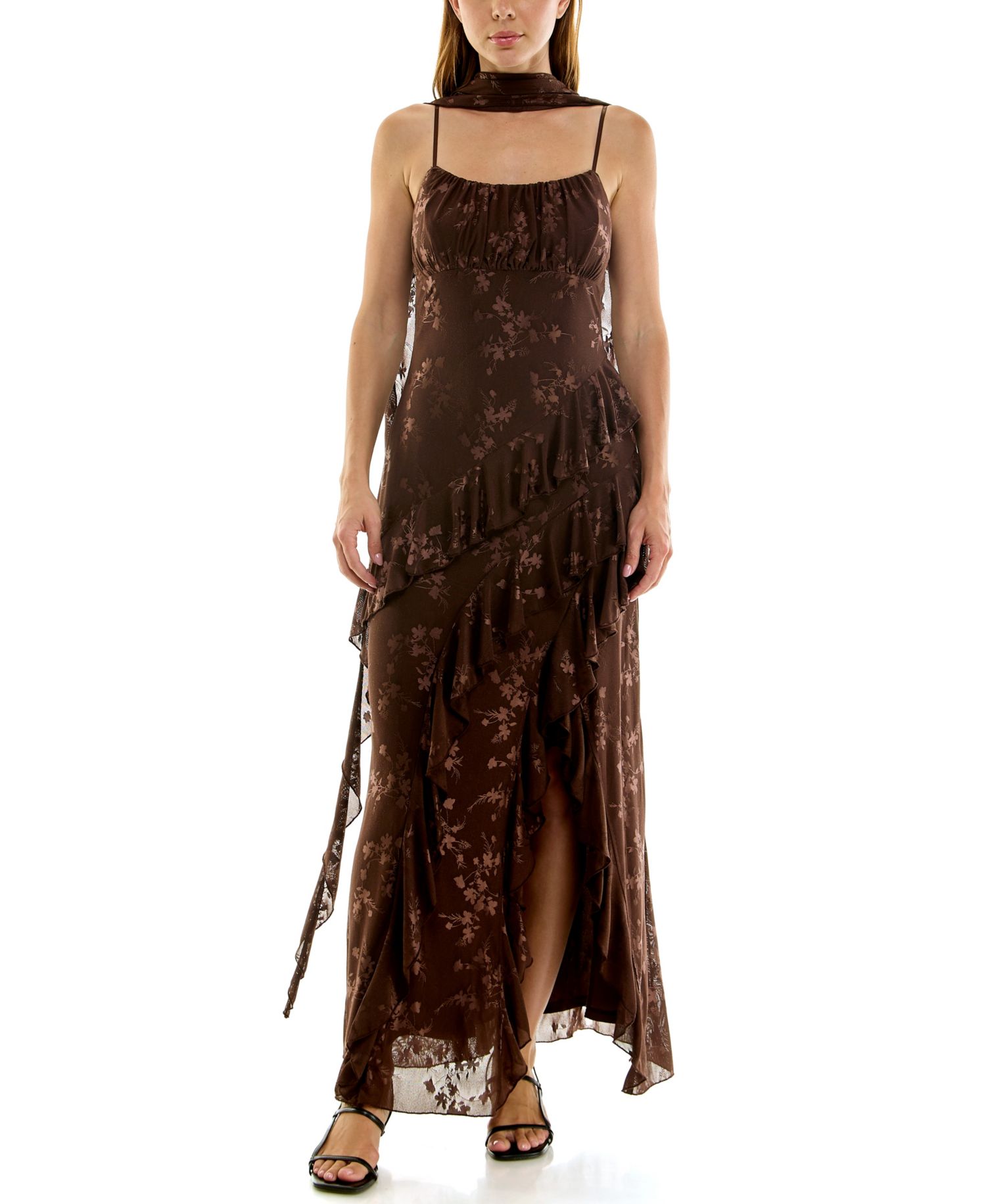Juniors' Sleeveless Jacquard Dress