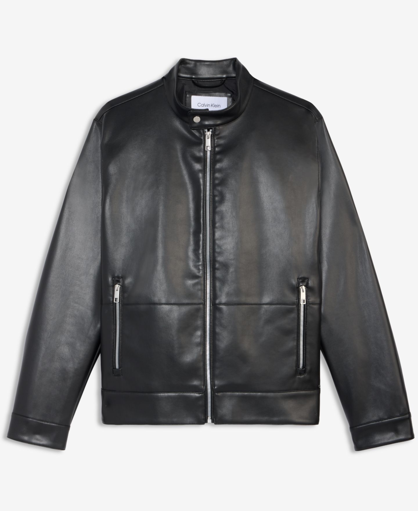 Мужская куртка Calvin Klein Faux Leather Moto, цвет: Чёрный — фото 6