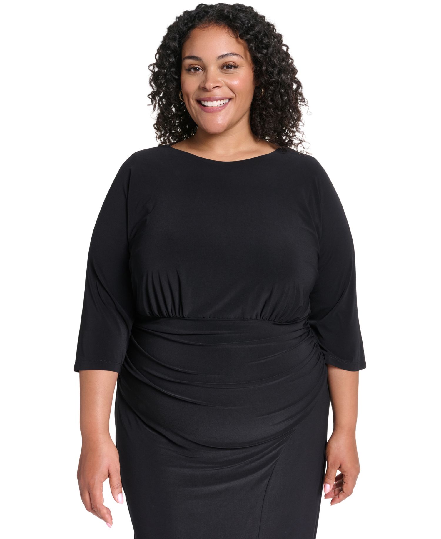 Plus Ruched Bodycon Midi Dress