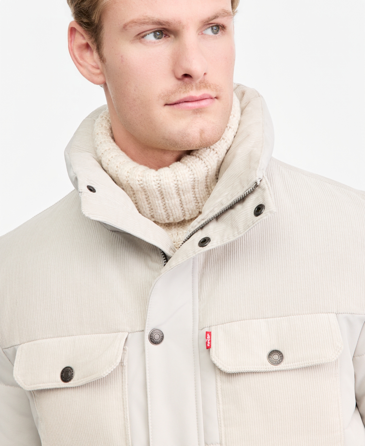 Levi's Men's Mixed-Media Puffer Jacket