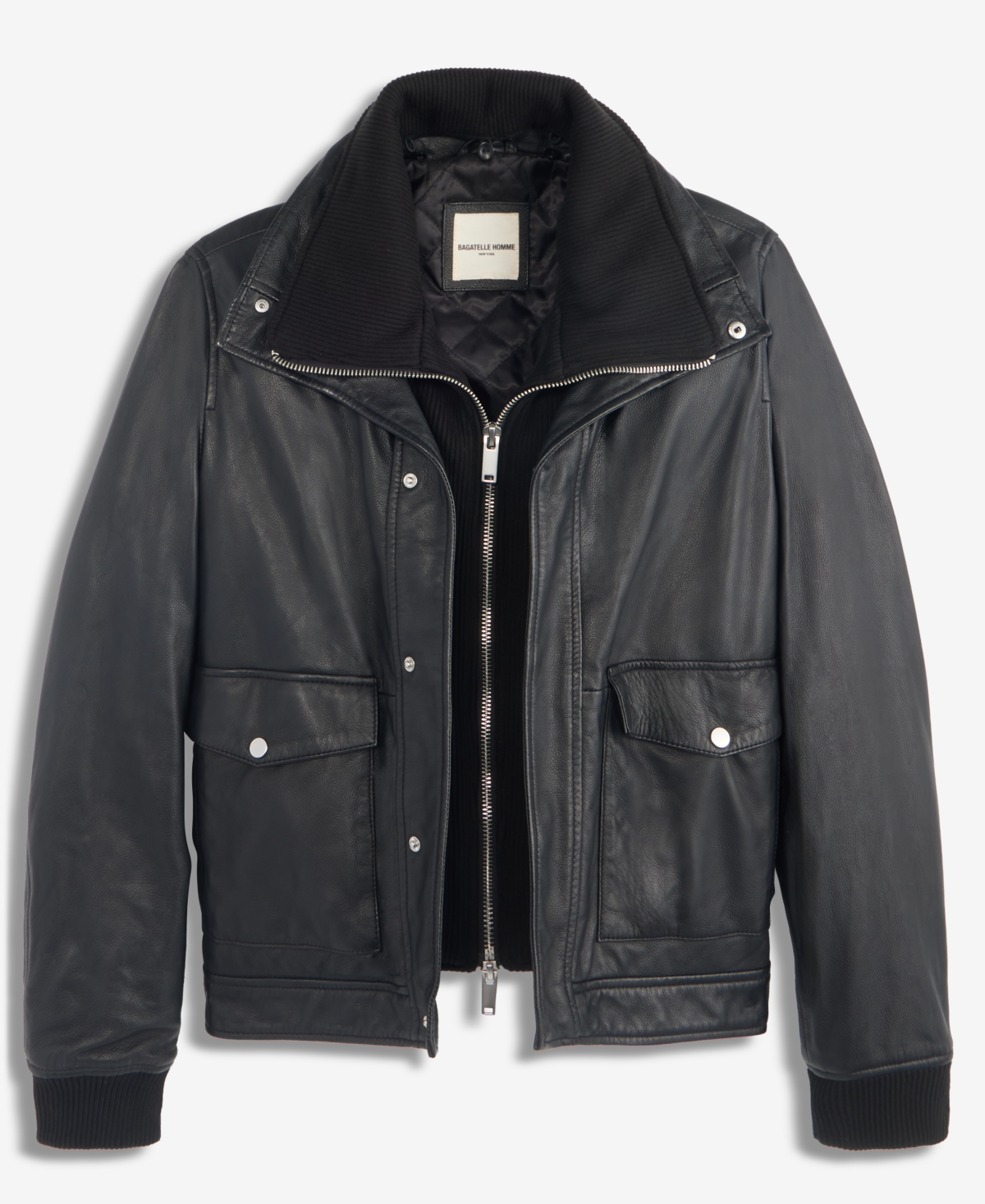 Bagatelle Men's Bomber Jacket with Sweater Bib Insert