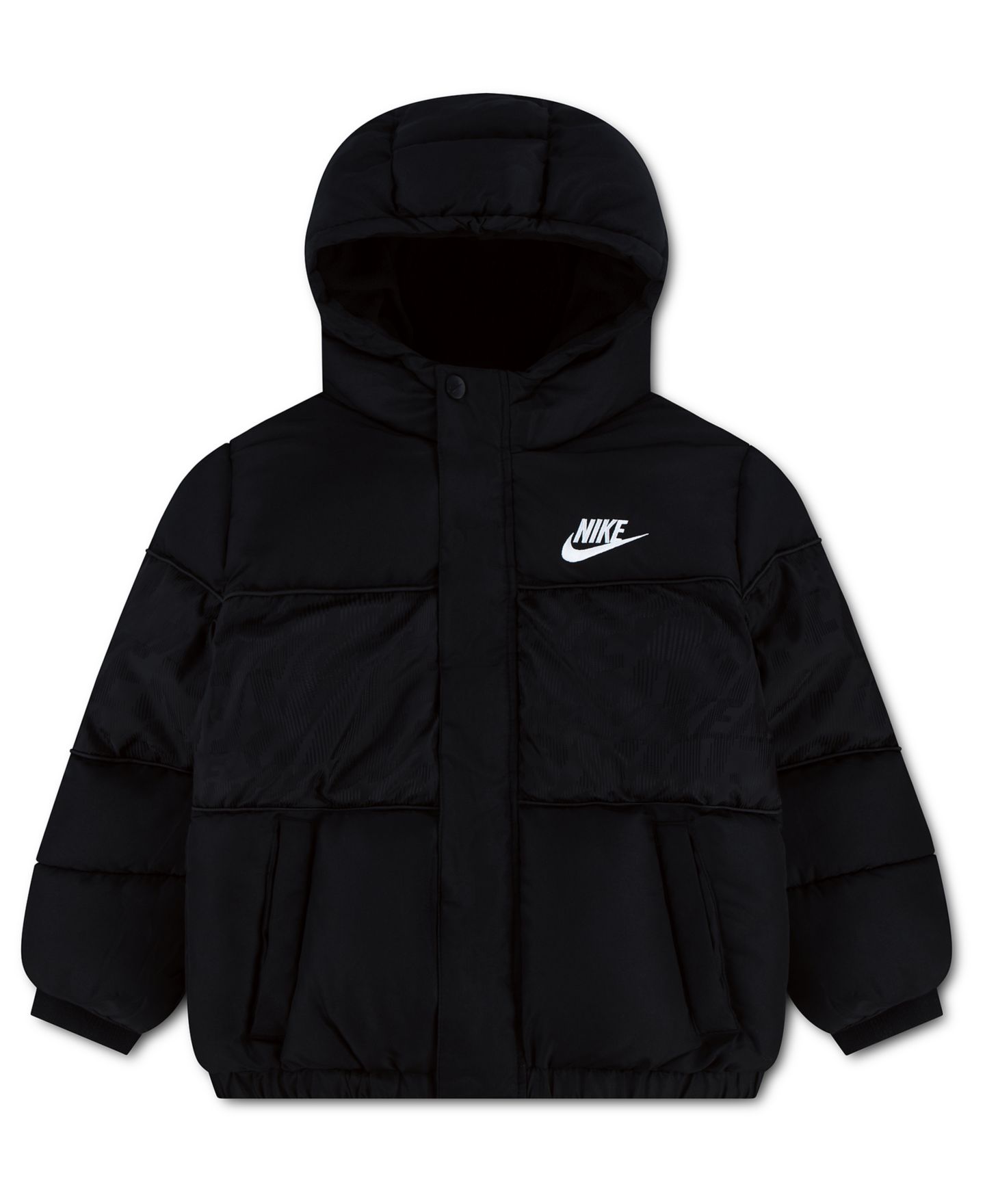 Куртка Nike Jacquard Logo Mixed Media Puffer Jacket для мальчиков, цвет: Чёрный — фото 1