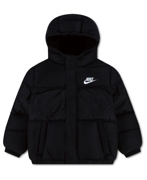 Куртка Nike Jacquard Logo Mixed Media Puffer Jacket для мальчиков, цвет: Чёрный