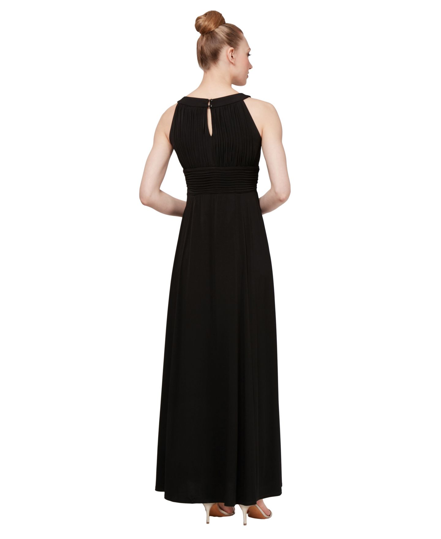 Женское платье SL Fashions Sleeveless Pleated Maxi, цвет: Чёрный — фото 3