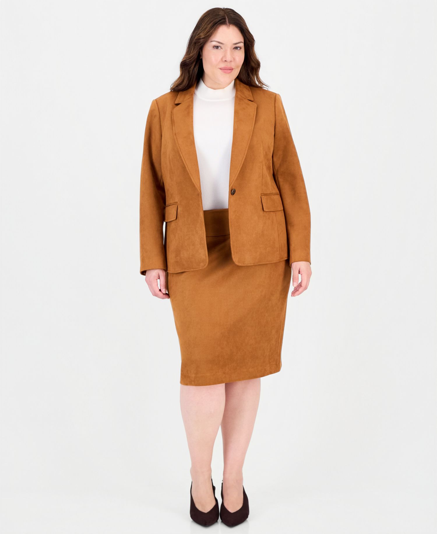 Plus Size Short Suede Blazer