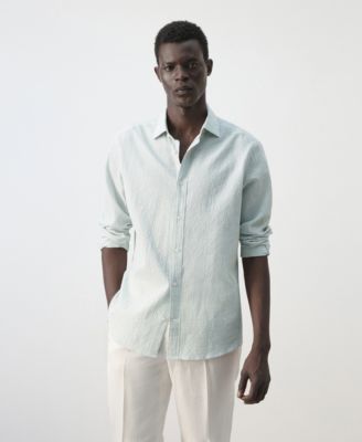 Men's Textured Striped Seersucker Shirt