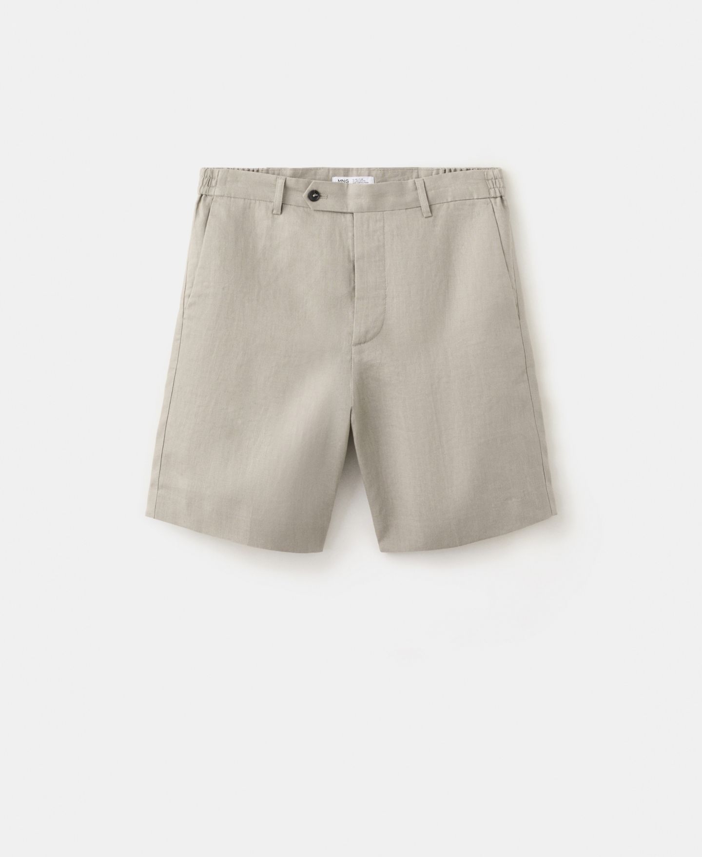 Мужские шорты MANGO Linen 8.54" Bermuda, цвет: Средний коричневый — фото 1