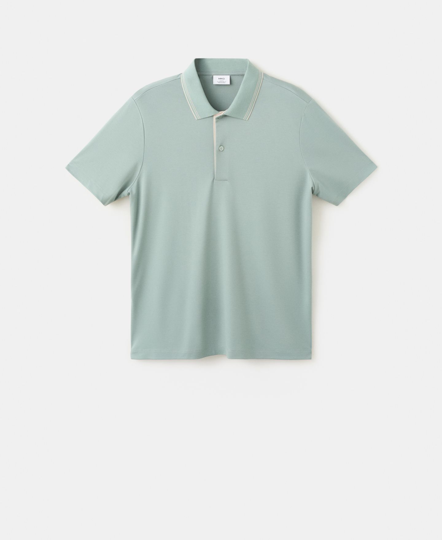 Мужское поло MANGO Slim-Fit Solid Polo Shirt, цвет: Изумрудный зелёный — фото 3