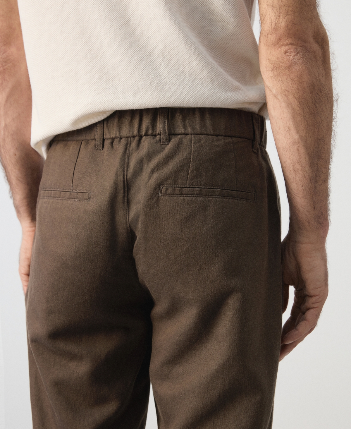 Mango Men's Slim-Fit Cropped Cotton-Linen Pants