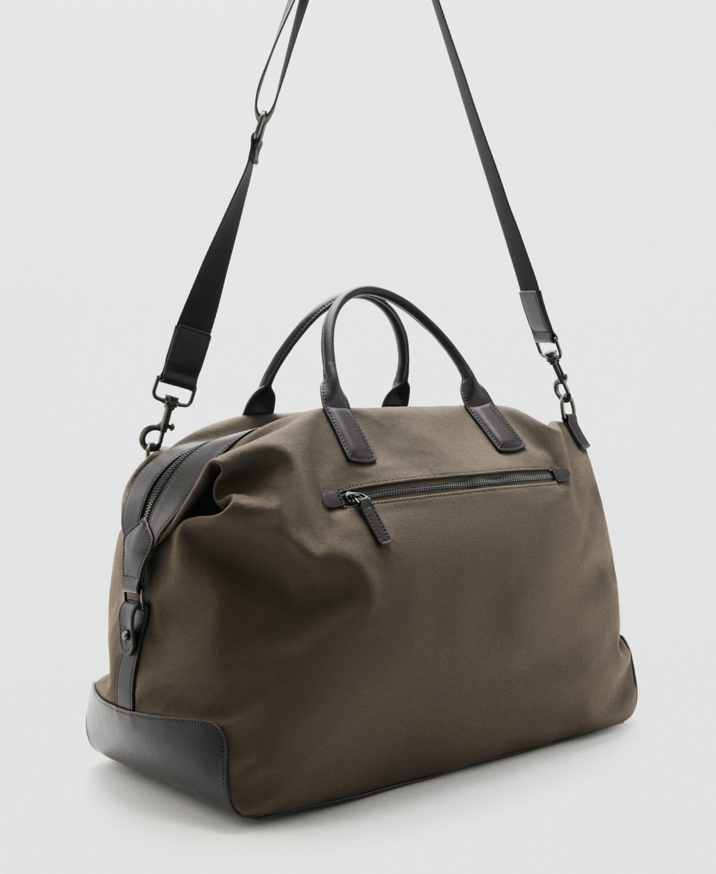 Мужская сумка MANGO Leather Details Bowling, цвет: Хаки — фото 2