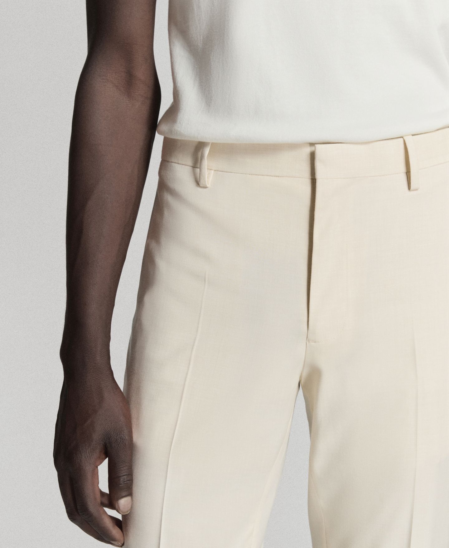 Мужские брюки MANGO Slim-Fit Suit, цвет: Экрю — фото 4