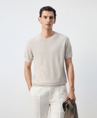 Men's Ribbed Linen-Cotton Blend T-Shirt
