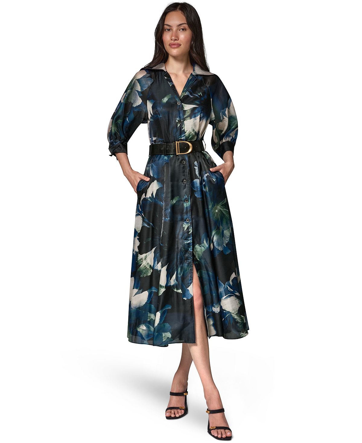Donna Karan New York Women's Organza Printed Shirt Dress view 2 — MAYCSS fashion products