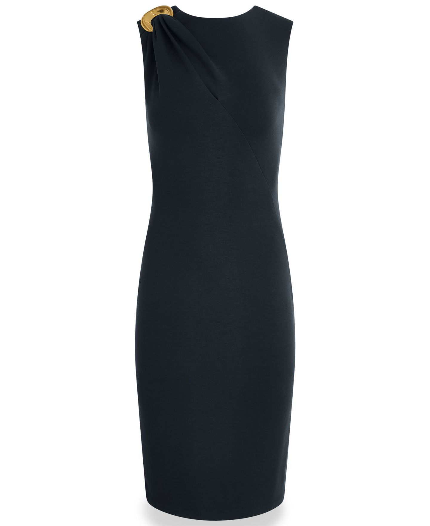Женское платье Donna Karan New York Sleeveless Jewel Neck Sheath, цвет: Чёрный тёмно-зелёный — фото 6