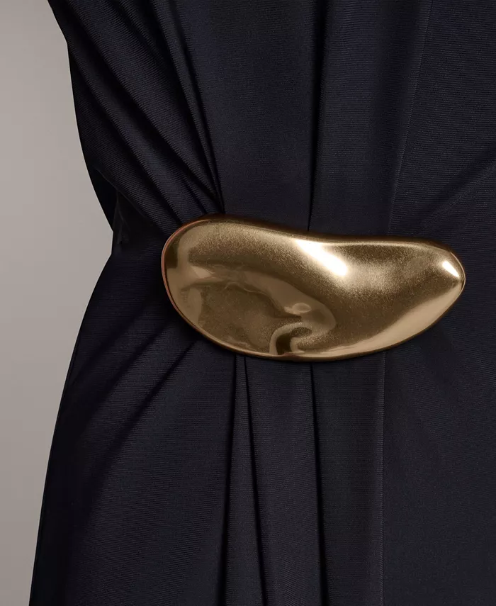 Women's Sleeveless Draped Sheath Dress - thumbnail 4