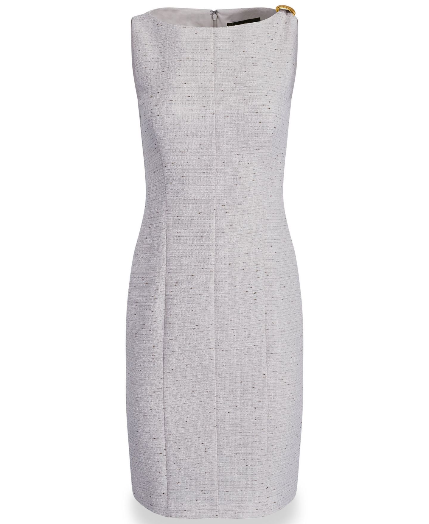 Женское платье Donna Karan New York Sleeveless Boat Neck Tweed Sheath, цвет: Кремовый / Золотой — фото 7