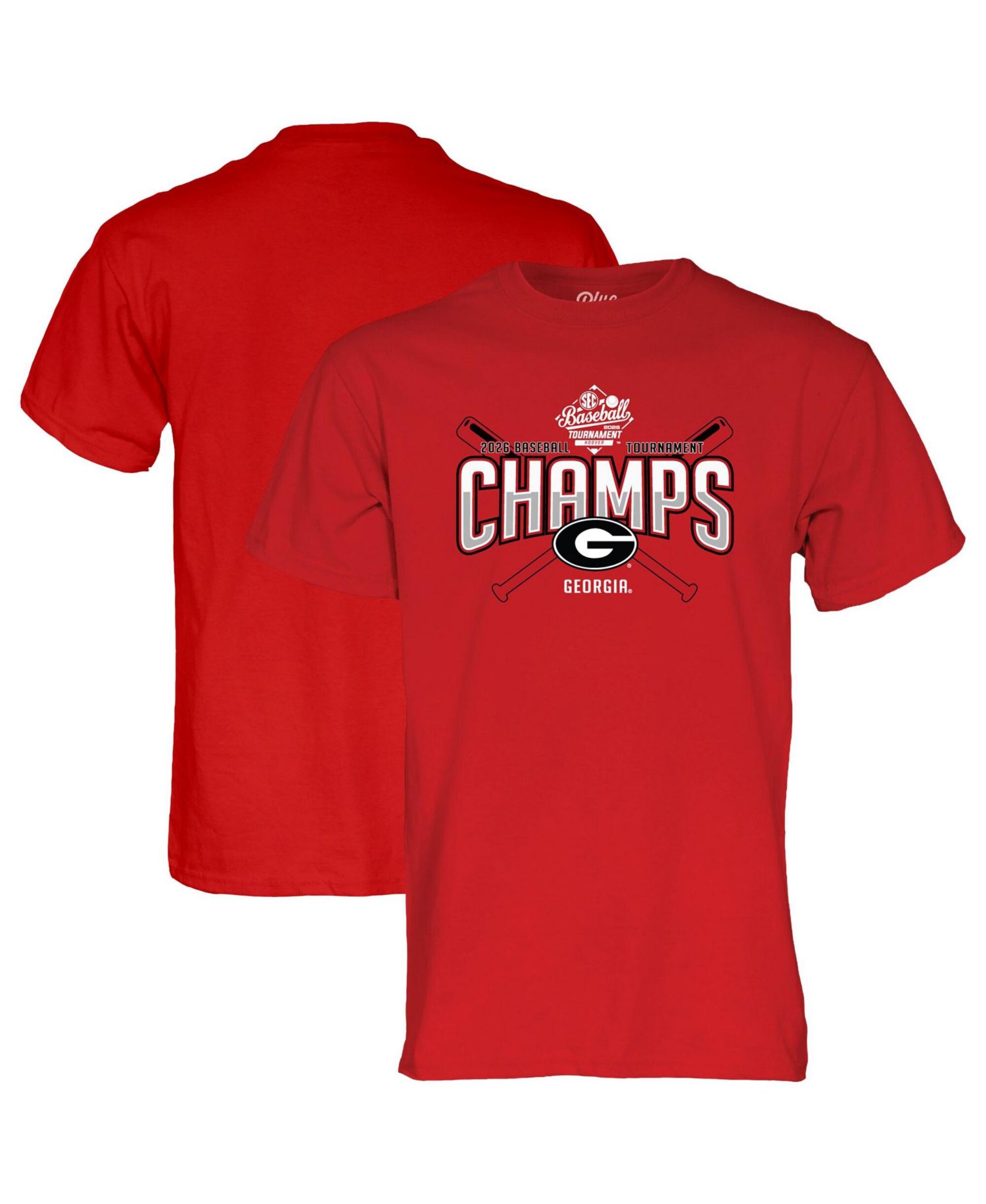 Men's and Women's Red Georgia Bulldogs 2026 SEC Baseball Tournament Champions Locker Room T-Shirt