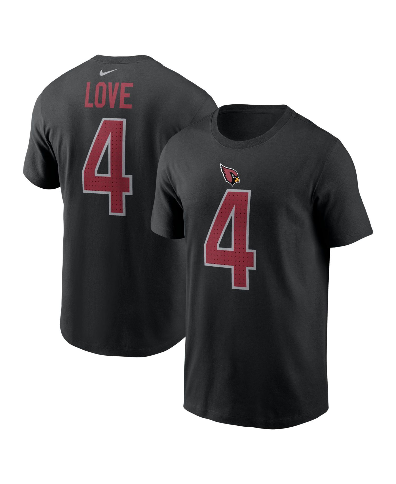 Men's Jeremiyah Love Black Arizona Cardinals 2026 NFL Draft Name & Number T-Shirt