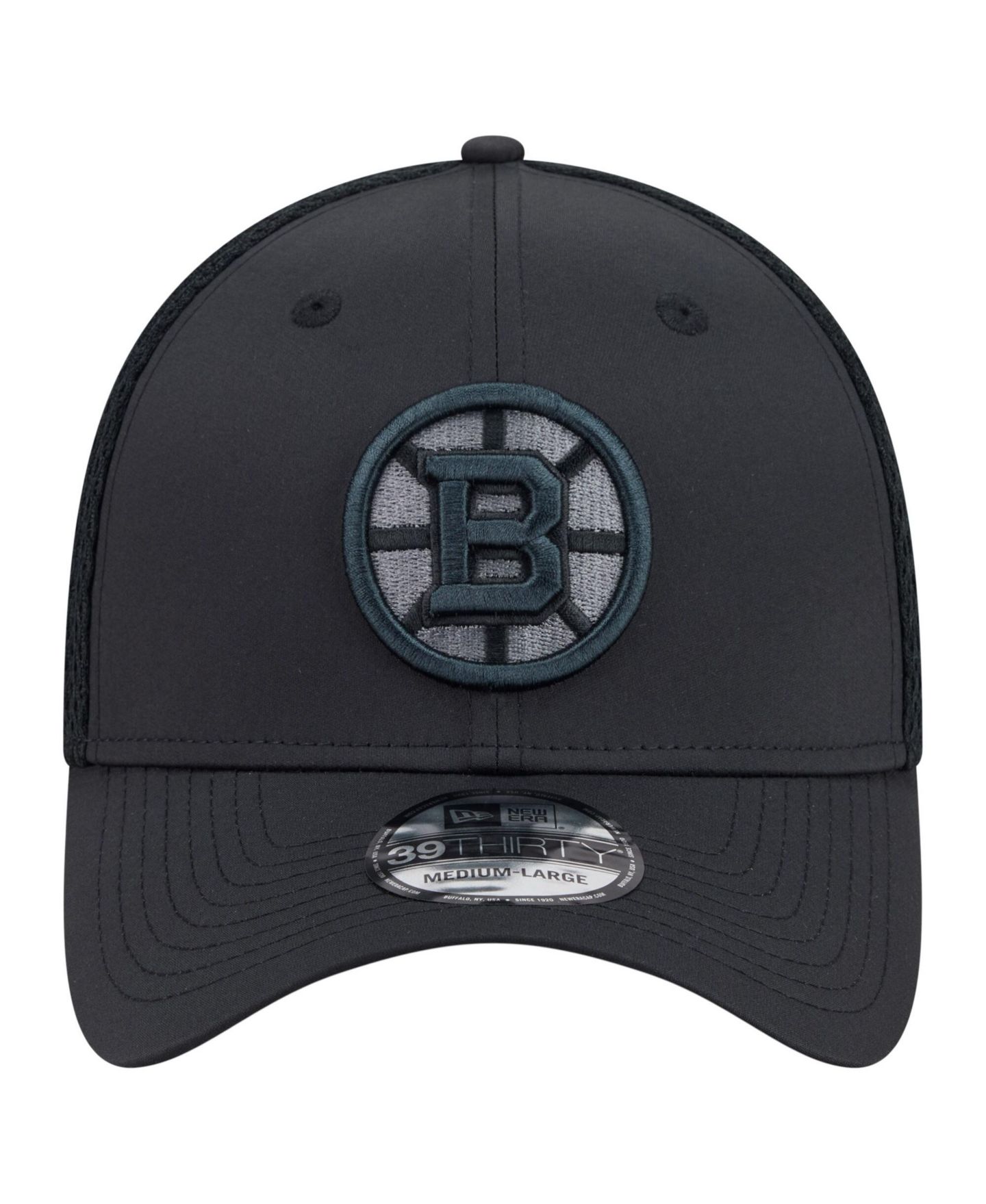 Мужской головной убор New Era Black Boston Bruins Blackout 39THIRTY Flex Fit Hat — фото 5