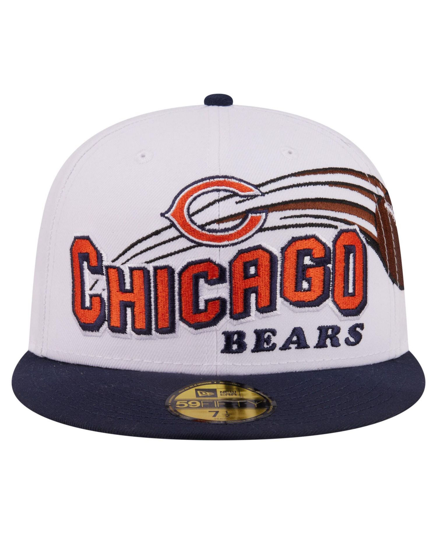 Men's White/Navy Chicago Bears Retro Swoop 59FIFTY Fitted Hat