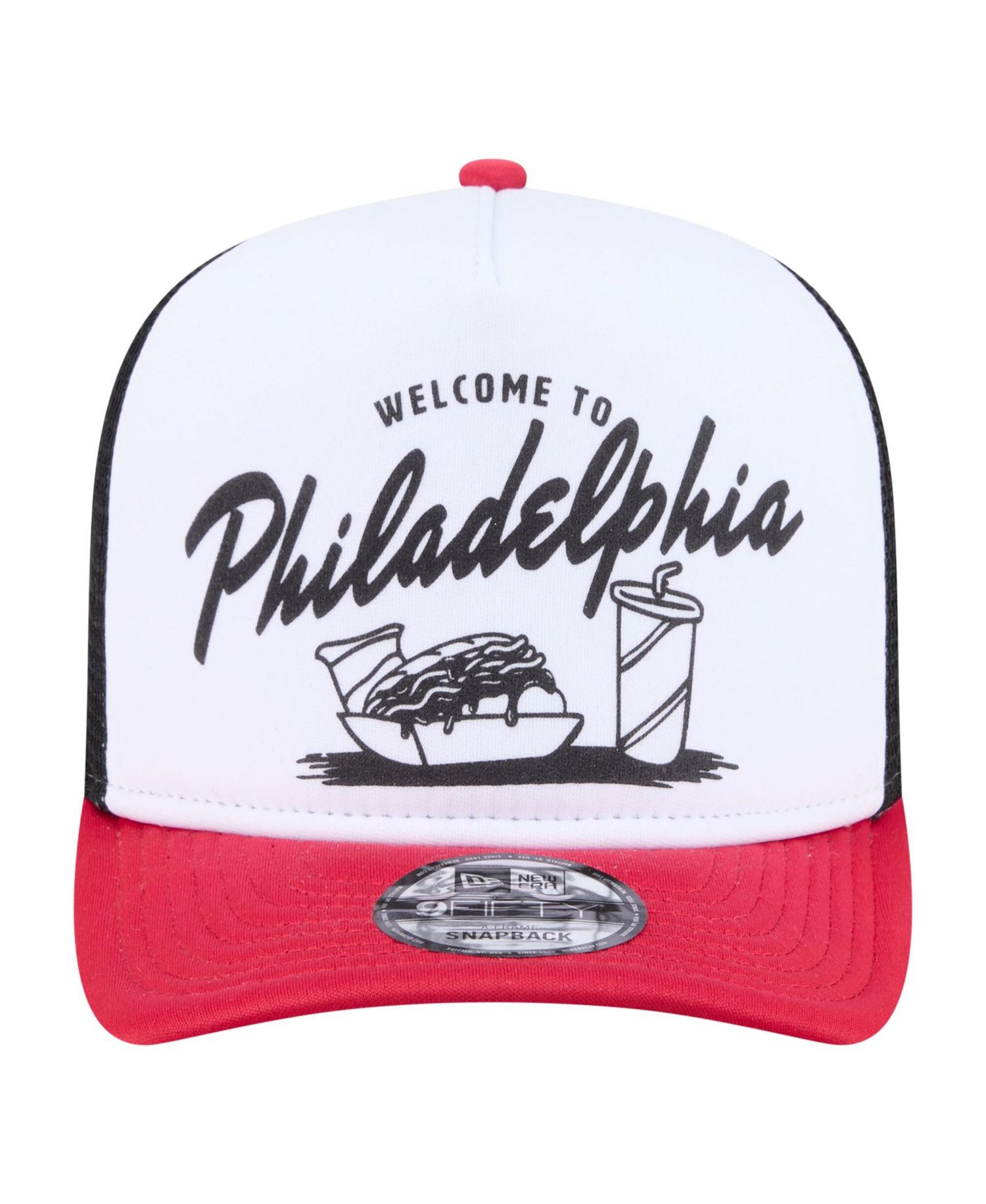 Men's White/Red Philadelphia Phillies Foodie A-Frame 9FIFTY Trucker Snapback Hat