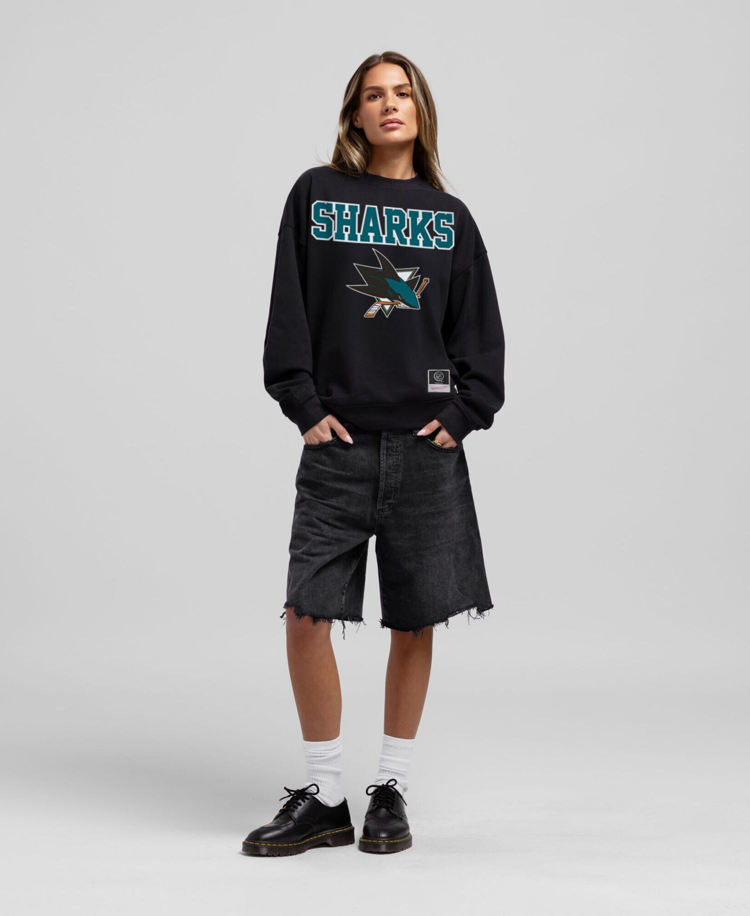 Women's Black San Jose Sharks Core Oversized Sweatshirt
