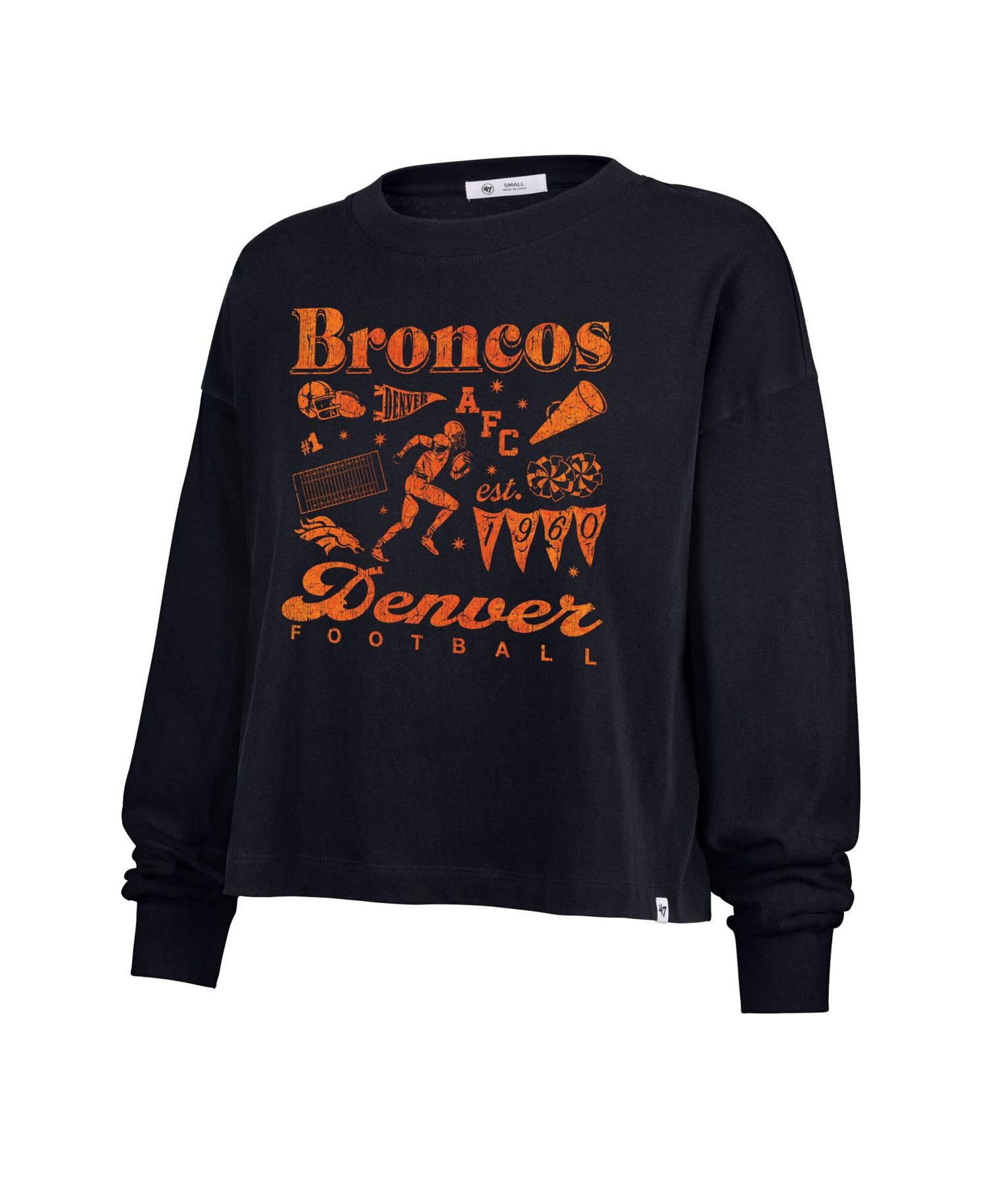Women's Navy Denver Broncos Team Collage Sydney Long Sleeve T-Shirt