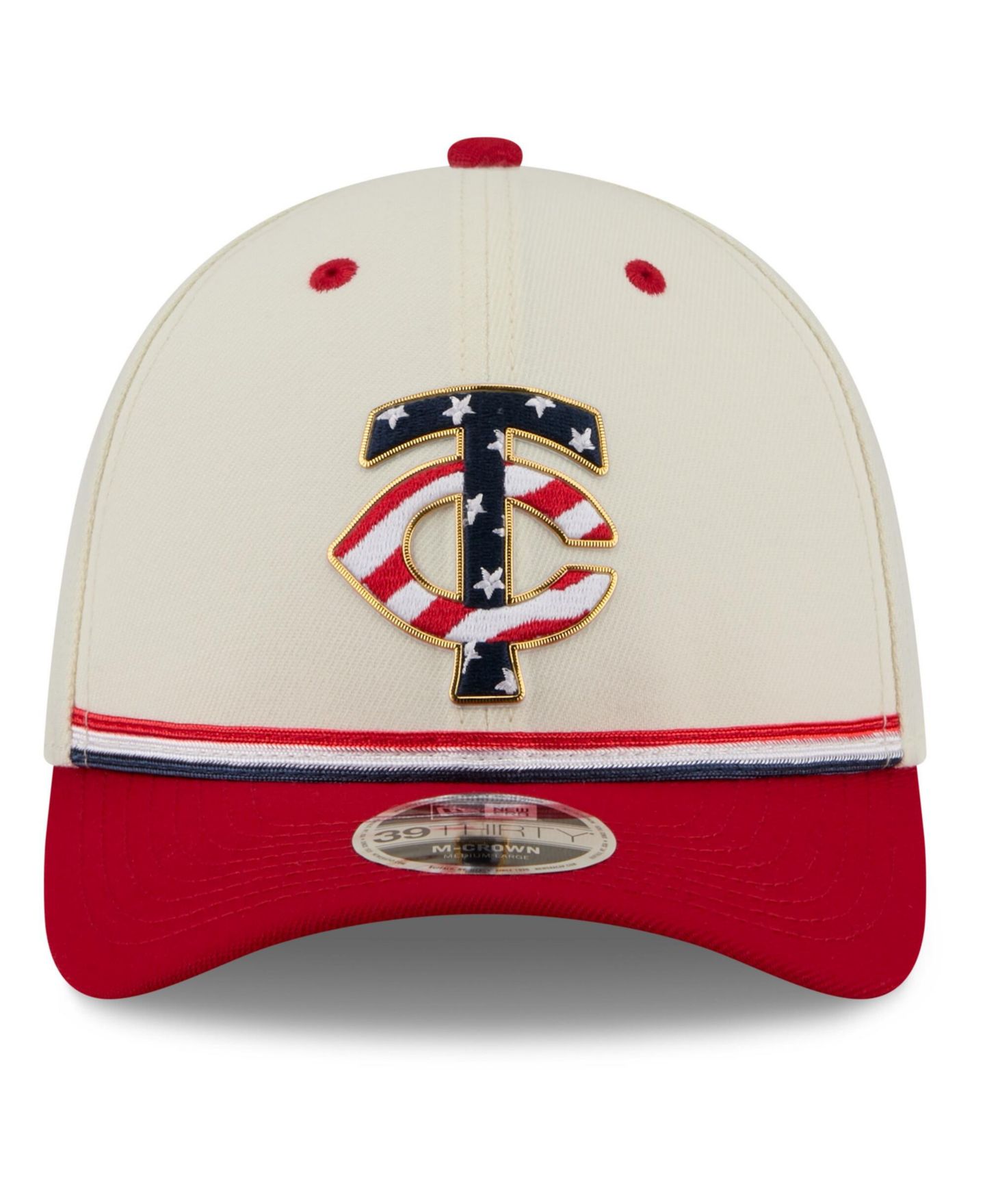Мужская кепка New Era Cream/Red Minnesota Twins USA 250 Fourth of July 39THIRTY M-Crown Flex Hat — фото 5