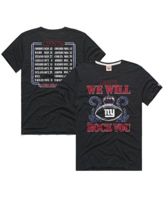 Men's and Women's Charcoal New York Giants 2026 NFL Schedule Queen Tri-Blend T-Shirt