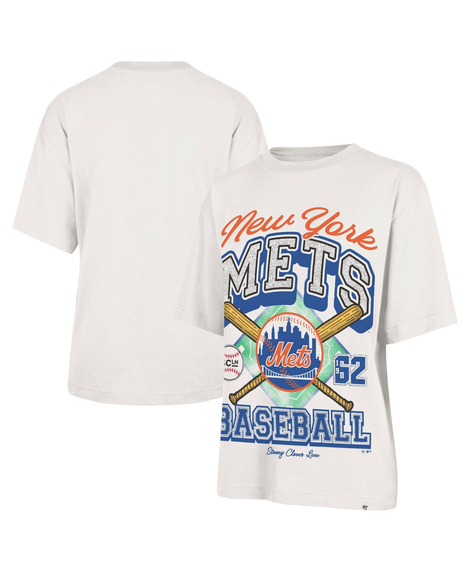 Women's x Stoney Clover Lane Sand New York Mets Crossover Base Foundation T-Shirt