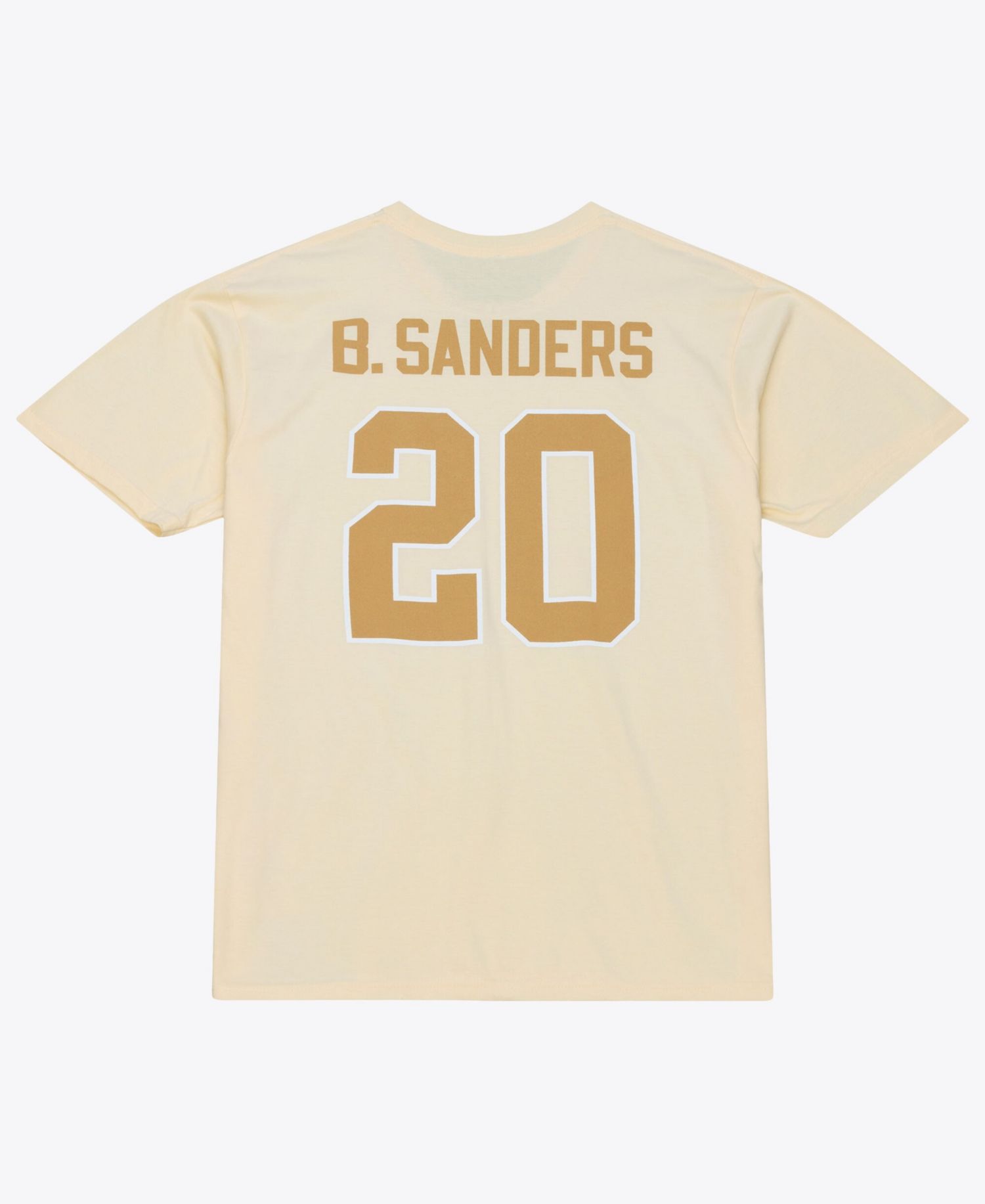 Men's Barry Sanders Cream Detroit Lions Sandman Name & Number T-Shirt