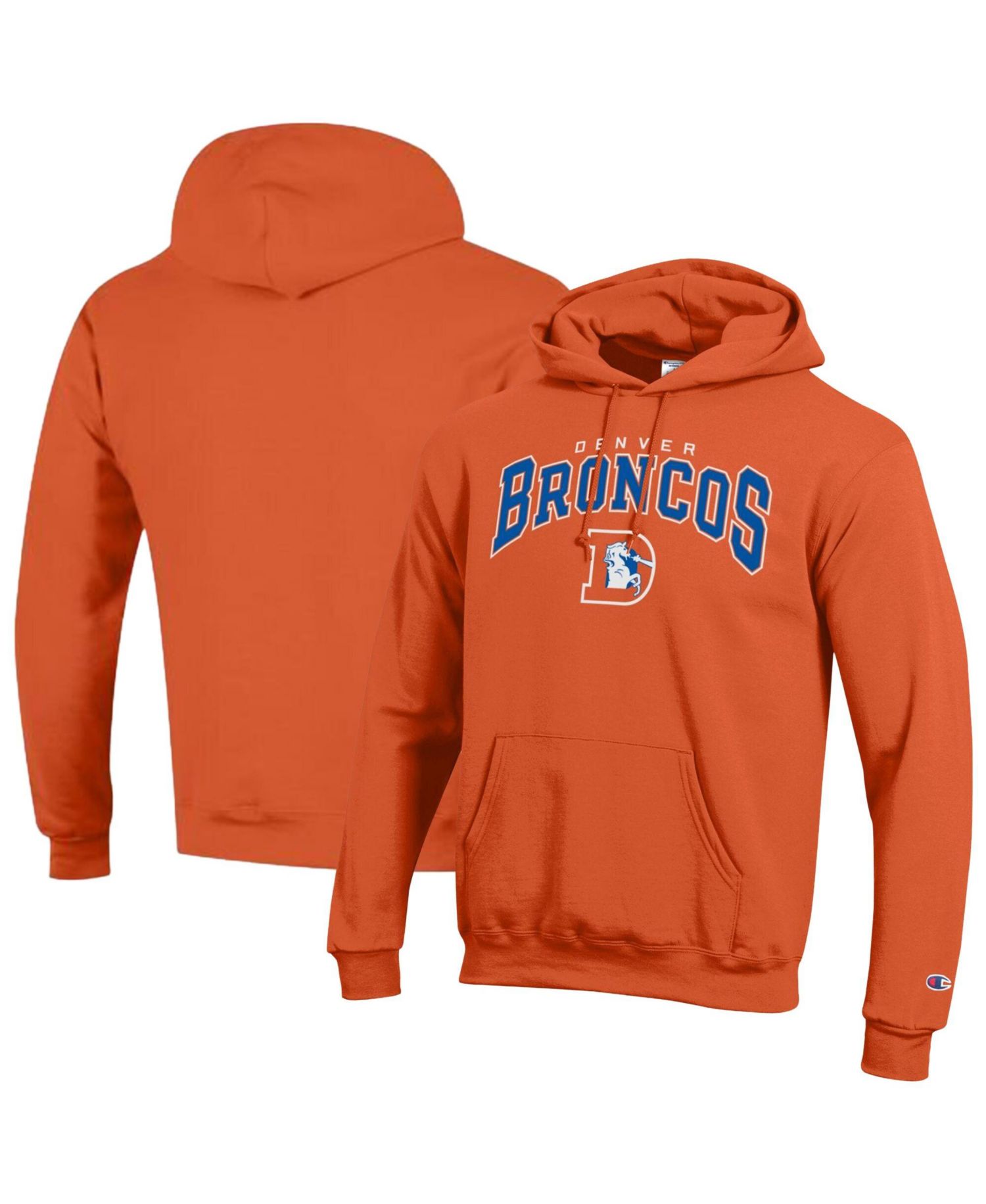 Men's Orange Denver Broncos Powerblend Arch over Logo Hoodie