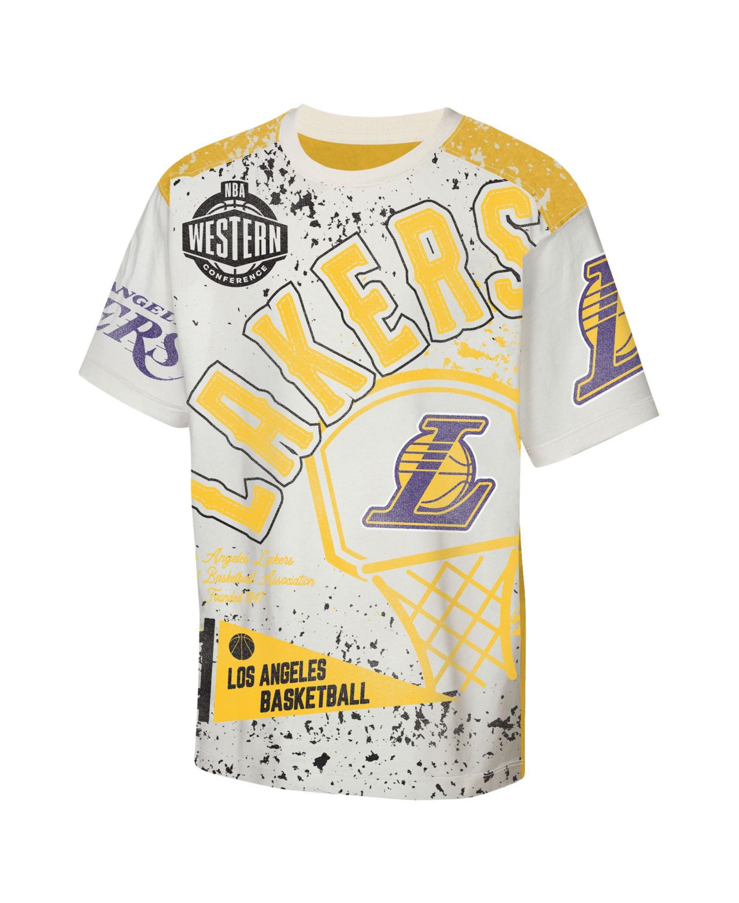 Big Boys and Girls Cream Los Angeles Lakers Top Player All-Over-Print T-Shirt