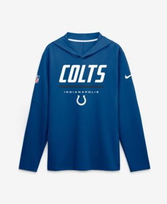 Men's Royal Indianapolis Colts Sideline Lightweight Long Sleeve Hooded Dri-FIT T-Shirt
