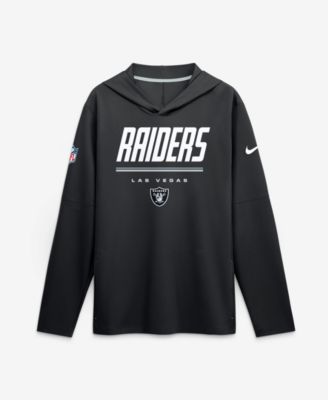 Men's Black Las Vegas Raiders Sideline Lightweight Long Sleeve Hooded Dri-FIT T-Shirt