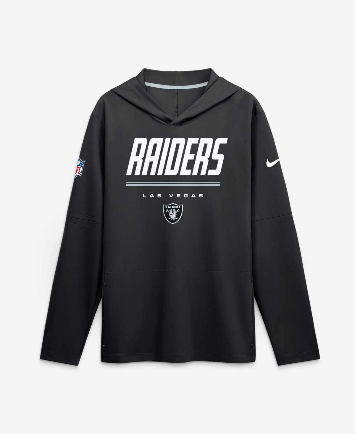 Nike Men's Black Las Vegas Raiders Sideline Lightweight Long Sleeve Hooded Dri-fit T-Shirt - Black