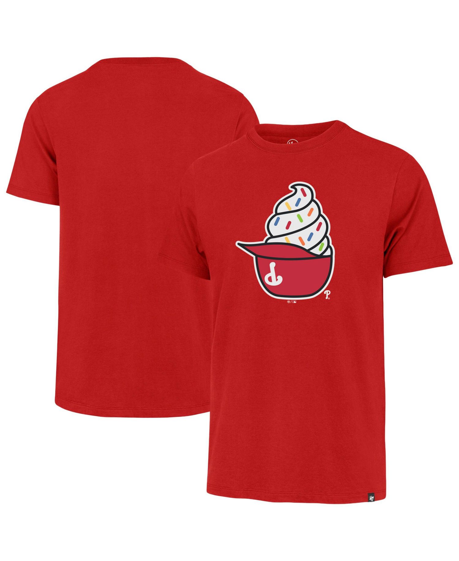 Men's Red Philadelphia Phillies Ice Cream Helmet Franklin T-Shirt