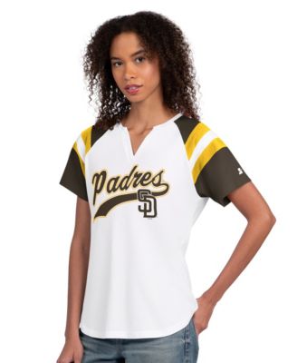 Women's White San Diego Padres Game On Notch Neck Raglan T-Shirt