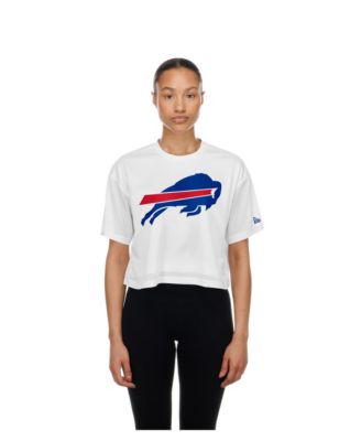 Women's White Buffalo Bills Summer Mesh Cropped Boxy T-Shirt