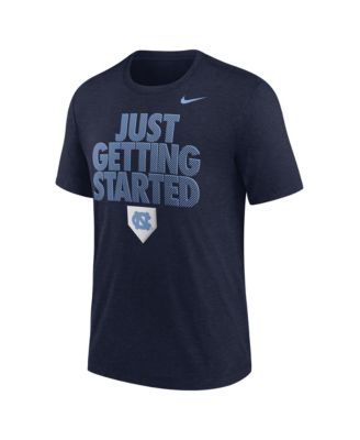 Men's Heather Navy North Carolina Tar Heels 2026 NCAA Baseball Men's College World Series Dugout Tri-Blend T-Shirt