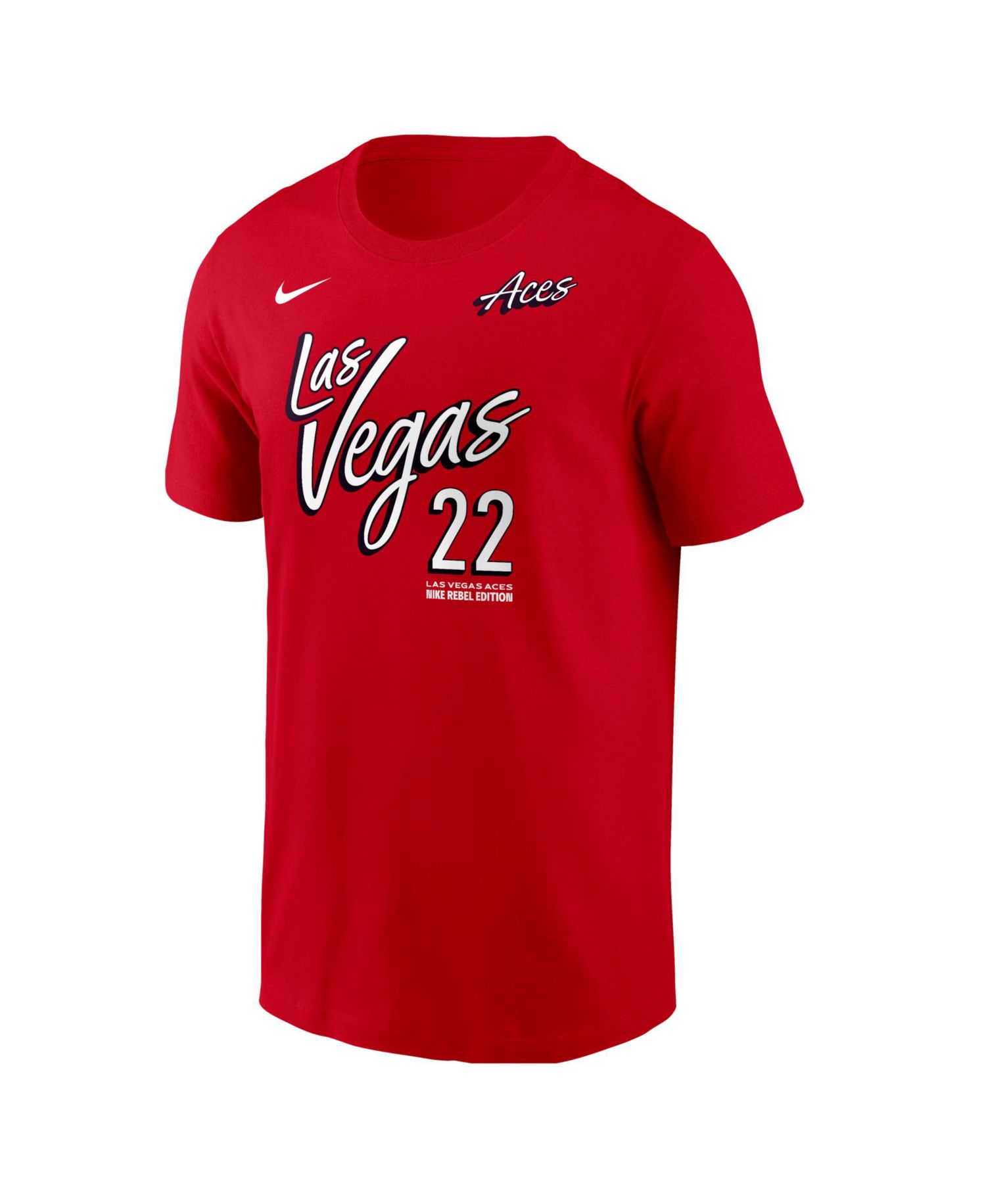 Men's A'ja Wilson Red Las Vegas Aces Name & Number Rebel Edition T-Shirt