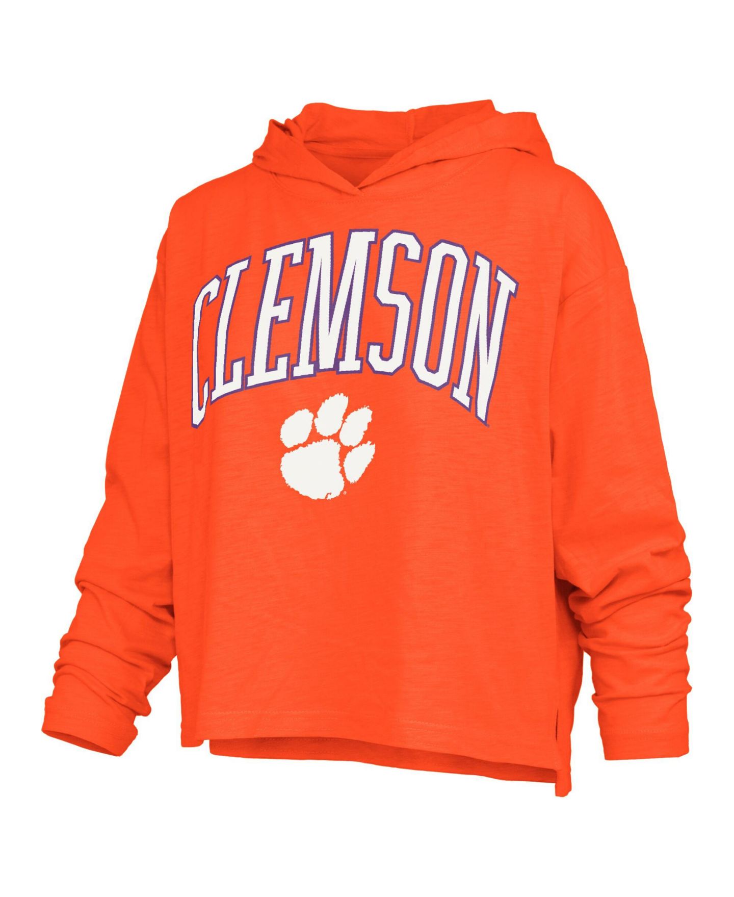 Женская футболка Pressbox Orange Clemson Tigers Nelson Arch Over Logo Long Sleeve Hooded Slub — фото 3